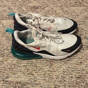 Nike Air Max 270 White and Black with Red and Teal